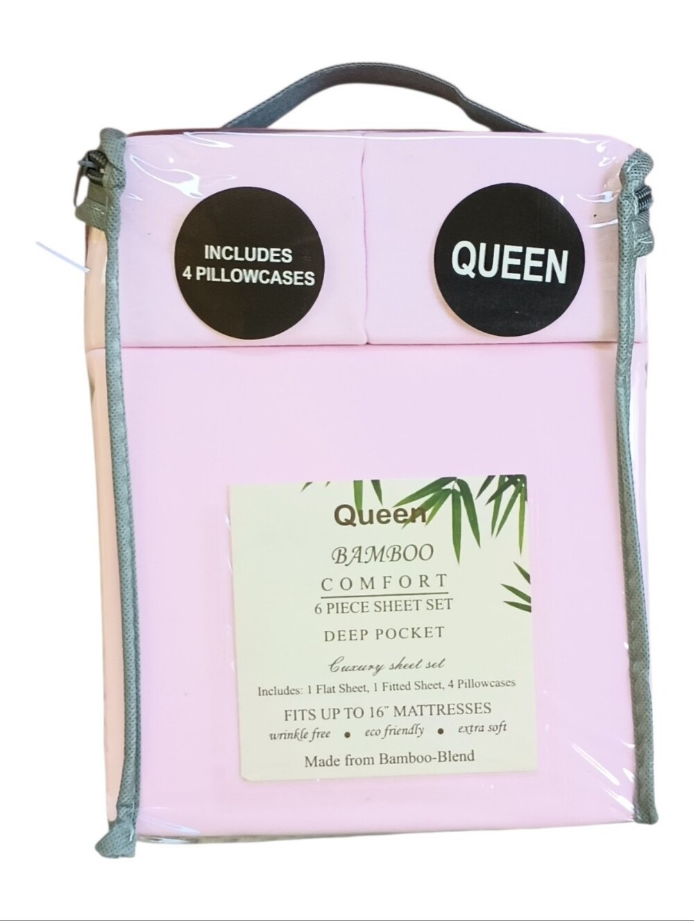 NWT Queen Bamboo Comfort 6-Piece Sheet Set - Light Pink - Picture 2 of 5